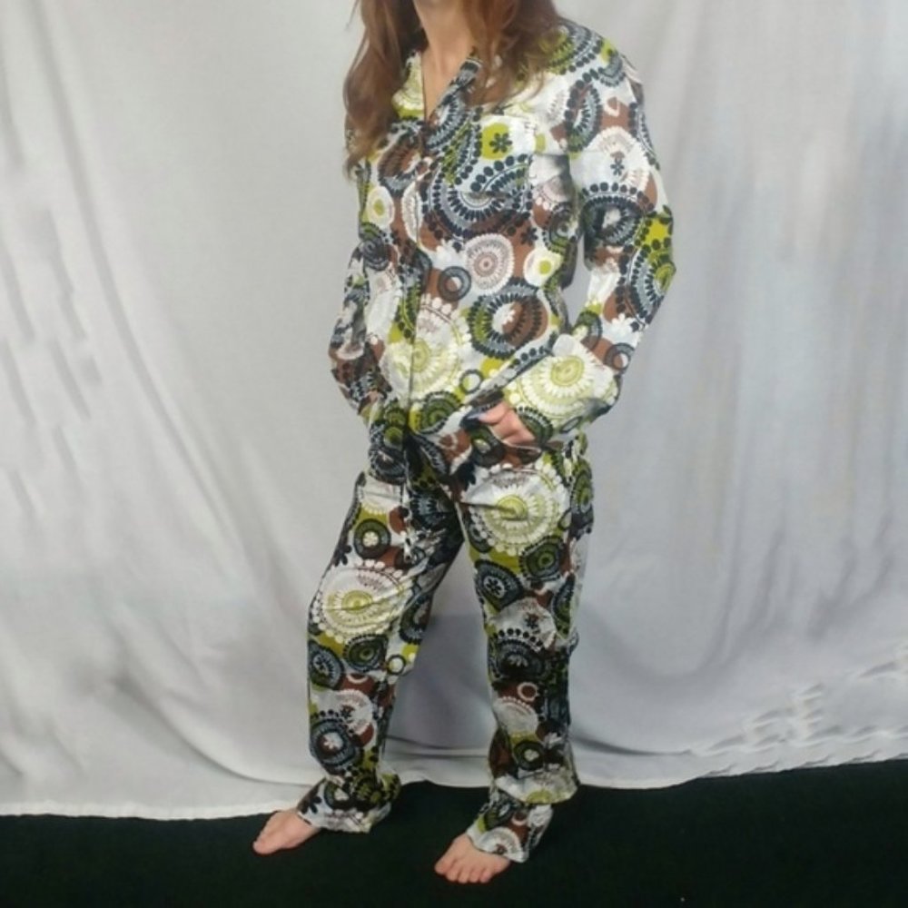Vera Bradley Small Cotton Green Brown Pajama Set